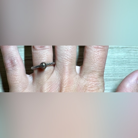 Vintage Sterling Silver Brown Pearl & Heart Twisted Eternity Ring, Size 5.75, 3g - Picture 8 of 11